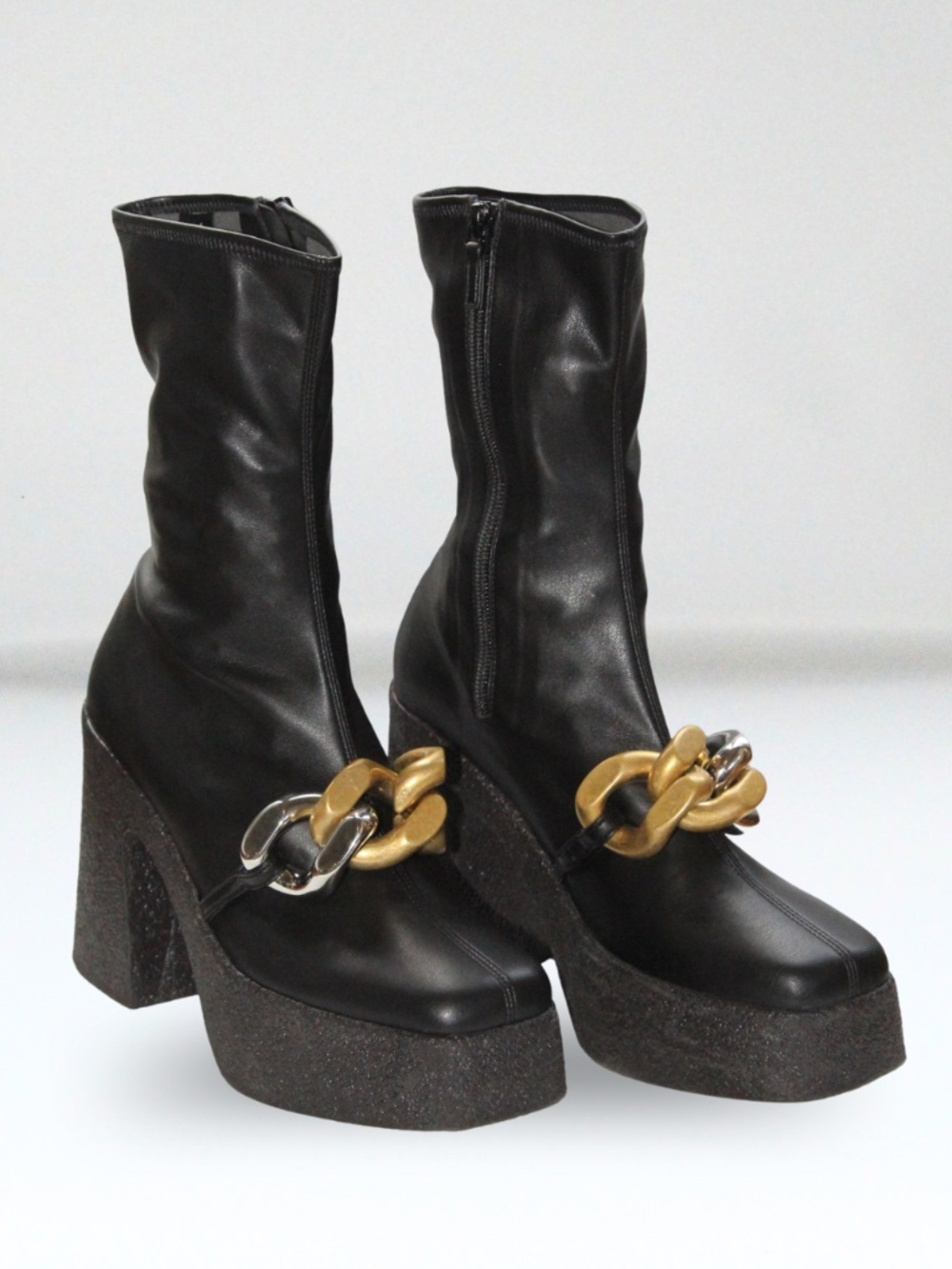 Stella McCartney Like New Skyla Stretch Alter Mat Chunky Ankle Boots